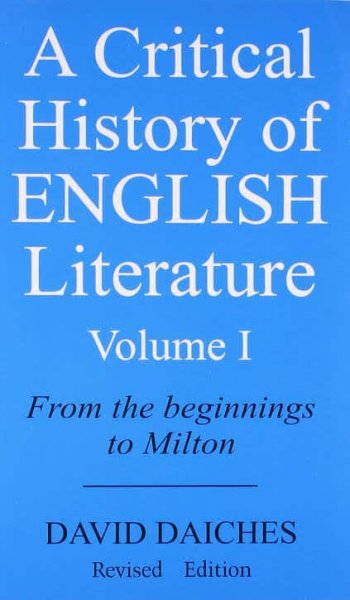 A Critical History Of English Literature - Volume 1 By David Daiches New Edition