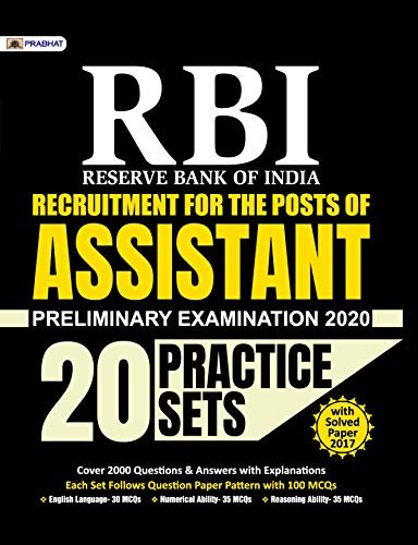 RBI ASSISTANT PRELIMINARY EXAMINATION-2020 (20 PRACTICE SETS) Prabhat publication 2020