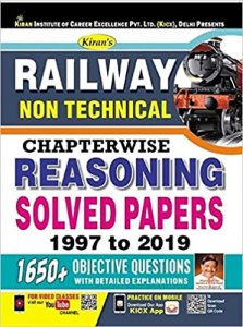 Kiran Railway Non Technical Chapterwise Reasoning Solved Papers 1997 to 2019 English (2820) Kiran publication 2020