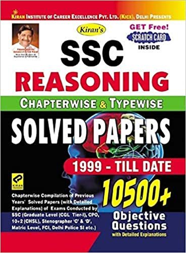 Kiran’s SSC Reasoning Chapterwise & Typewise Solved Papers 10500+ Objective Questions – English - 1999-TILL DATE Kiran Publication 2020