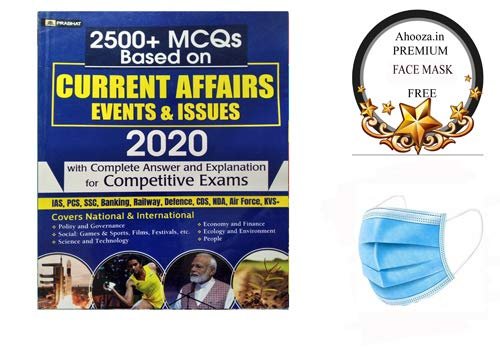 Current Affairs Events and Issues 2020 Based on 2500+ MCQs in English for All Competitive Exams With Ahooza Premium Face Mask Free Prabhat publication 2020