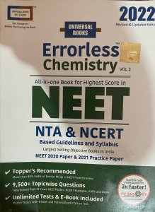Errorless Chemistry NEET 2022 - Volume 1 &amp; 2 - NTA &amp; NCERT Based - Universal Books - Universal Self Scorer Competition Exam Books